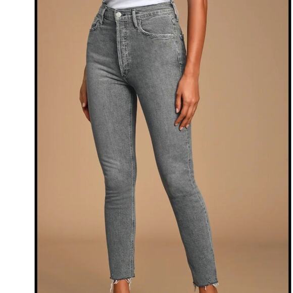 Agolde Gray Button Close Denim Jeans Size 26 - Picture 1 of 7